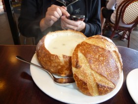 Paul's soup in bread bowl